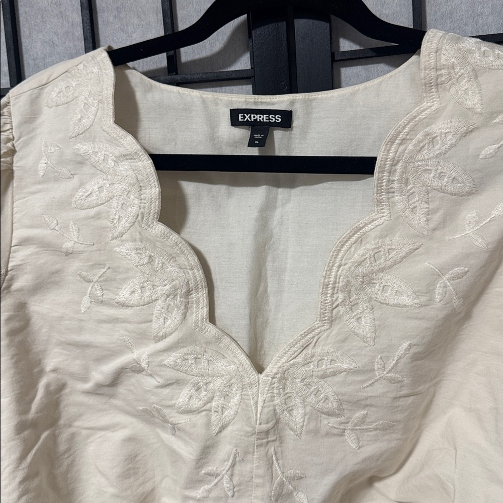 Express size XL Embroidered Eyelet Sleeve Cropped Top - Picture 6 of 9